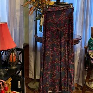 LuLaRoe Maxi Skirt Xl Black Pink Purple